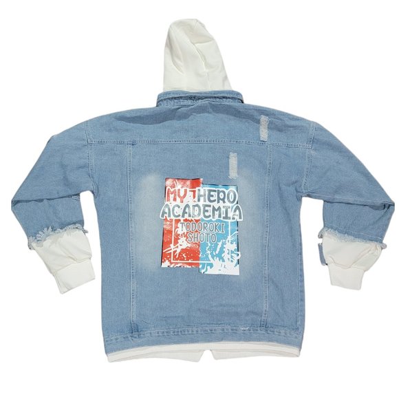 Roffatide Anime My Hero Academia Shoto Todoroki Denim Jacket (Size 2XL) - Picture 9 of 11
